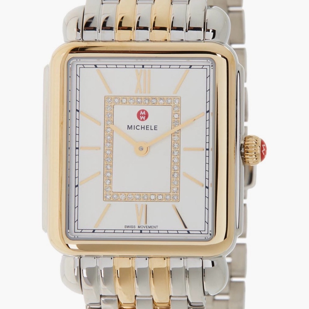 Michele Gold and Silver Rectangular Watch - image 1